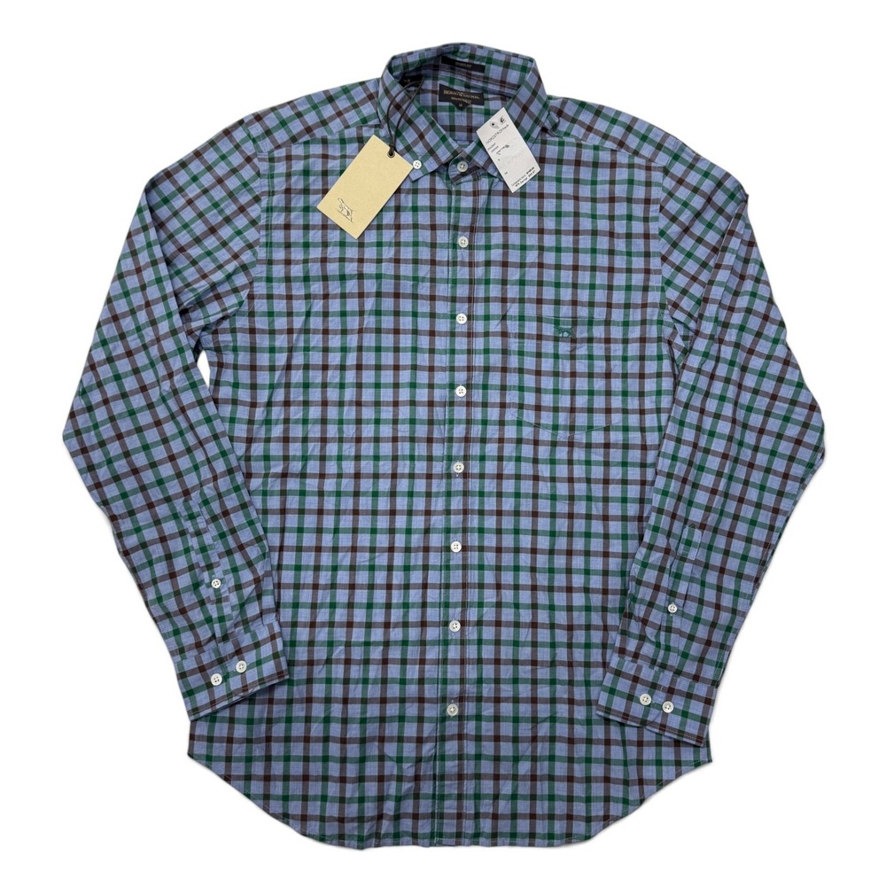Rodd & Gunn Button Down Shirt Mens Medium Green Blue Check Codfish Island NWT